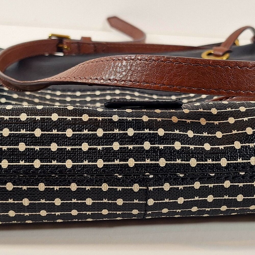 Fossil Fiona Geometric Pattern Crossbody Black Wh… - image 6